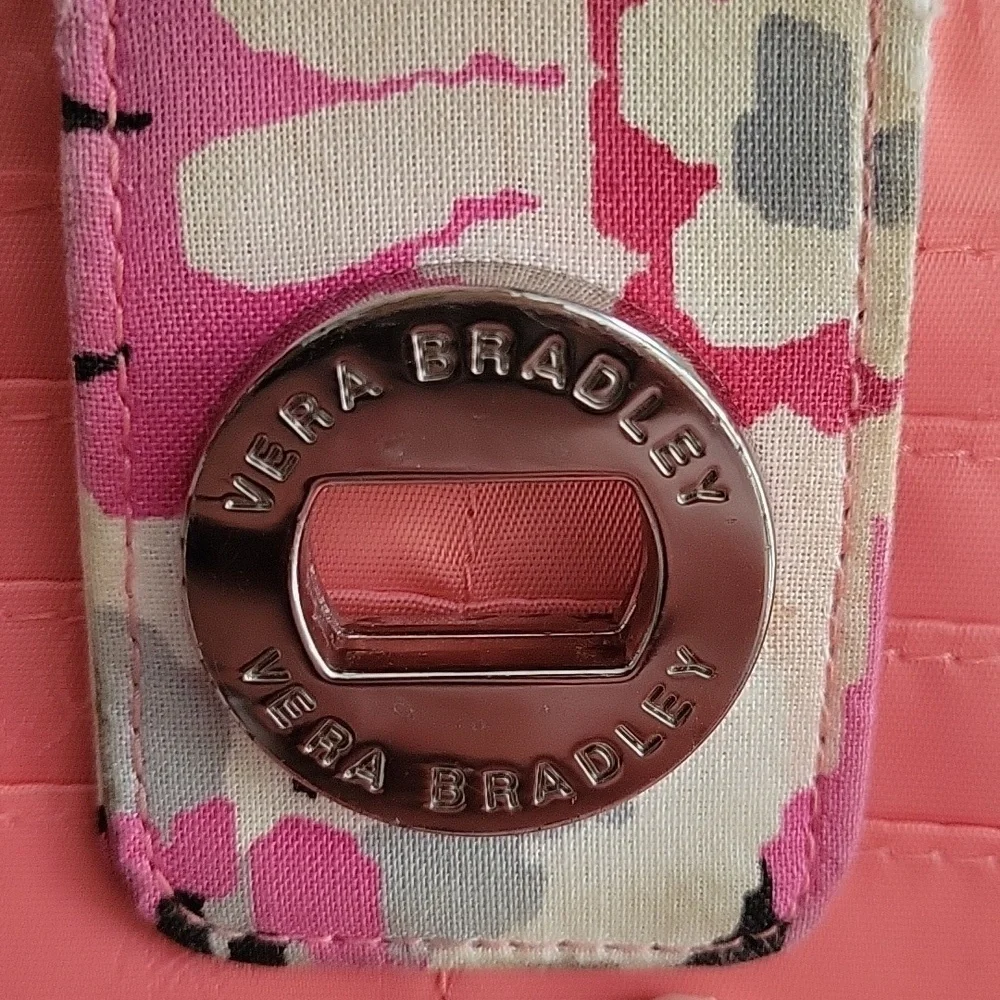 Vera Bradley turnlock Floral Salmon and Pink Women's zip close bifold Wallet - Picture 6 of 8